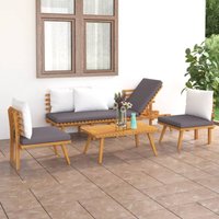 Prolenta Premium - Maison du'Monde - Muebles de jardín 4 piezas con cojines madera