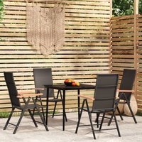 Maisonchic - Juego de comedor de jardín 5 piezas Conjunto de muebles de jardín negro ES25928A