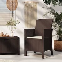 Maisonchic - Silla de jardín moderna Sillón de exterior con cojín ratán pp marrón ES37222A
