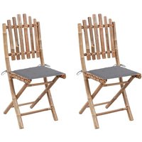 Maisonchic - Juego de 2 Sillas de jardín plegables modernas Sillones de exterior bambú con cojines ES82991A