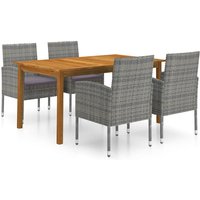 Maisonchic - Juego de comedor para jardín de 5 piezas Conjunto de muebles de jardín gris ES74729A